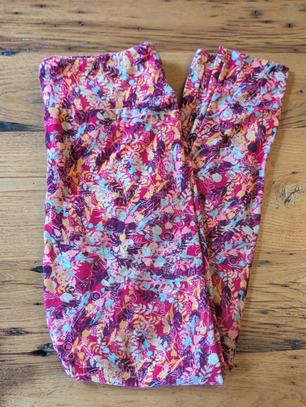LuLaRoe Pink Multi-Color Floral Leggings